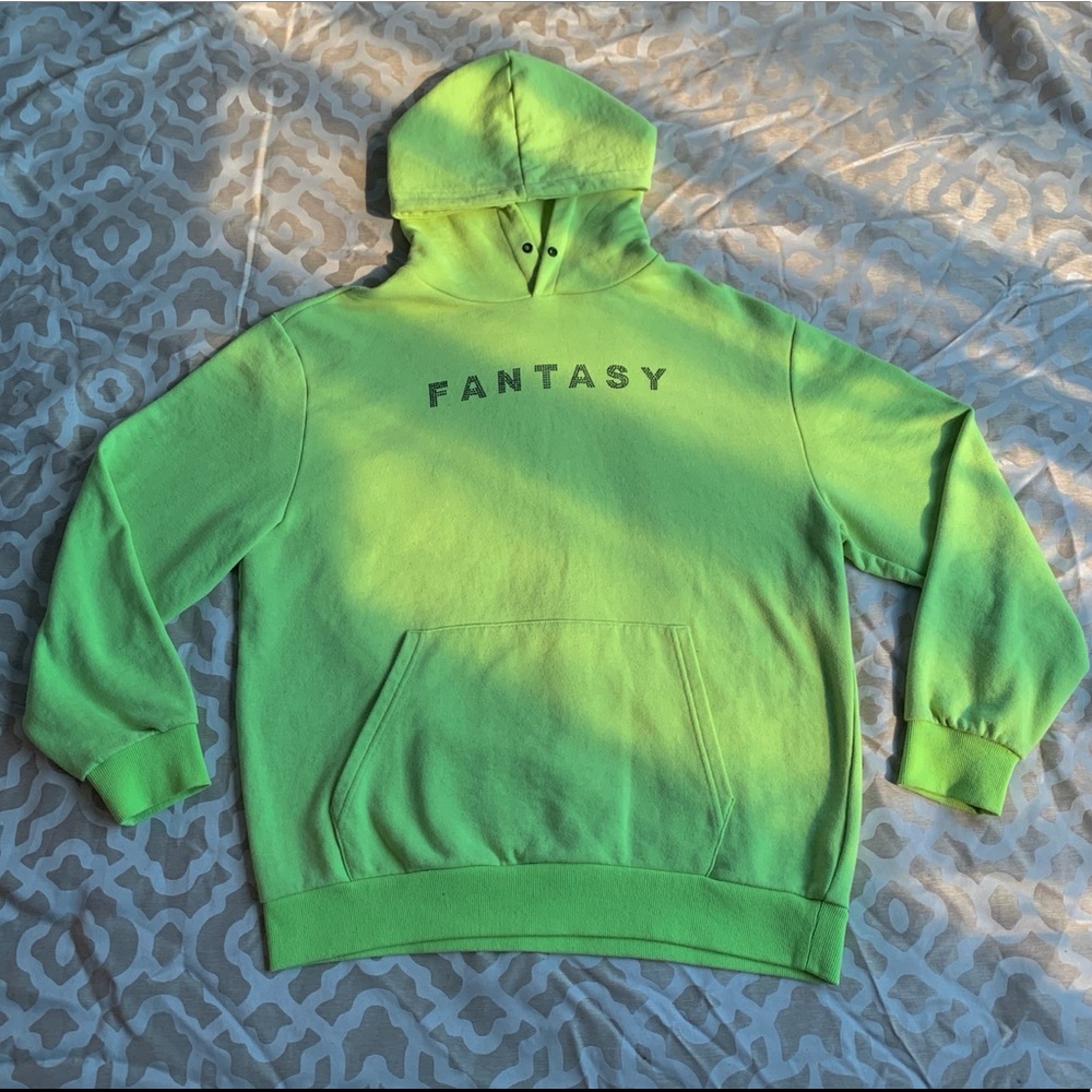 Lime green hoodie with black rhinestones